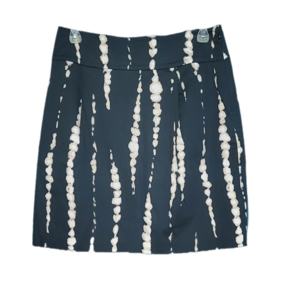 Ann Taylor Petite Tie Dyed Navy and Cream Dress Skirt Women's Size 0P